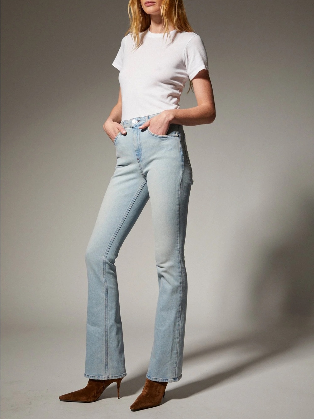 SPRWMN Los Angeles Micro Flare Jeans Size 28 Francoise Light Blue Wash Denim
